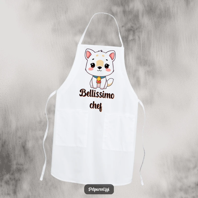 Funny apron design with an animal wearing a small bell collar, perfect for cooking or baking enthusiasts.
