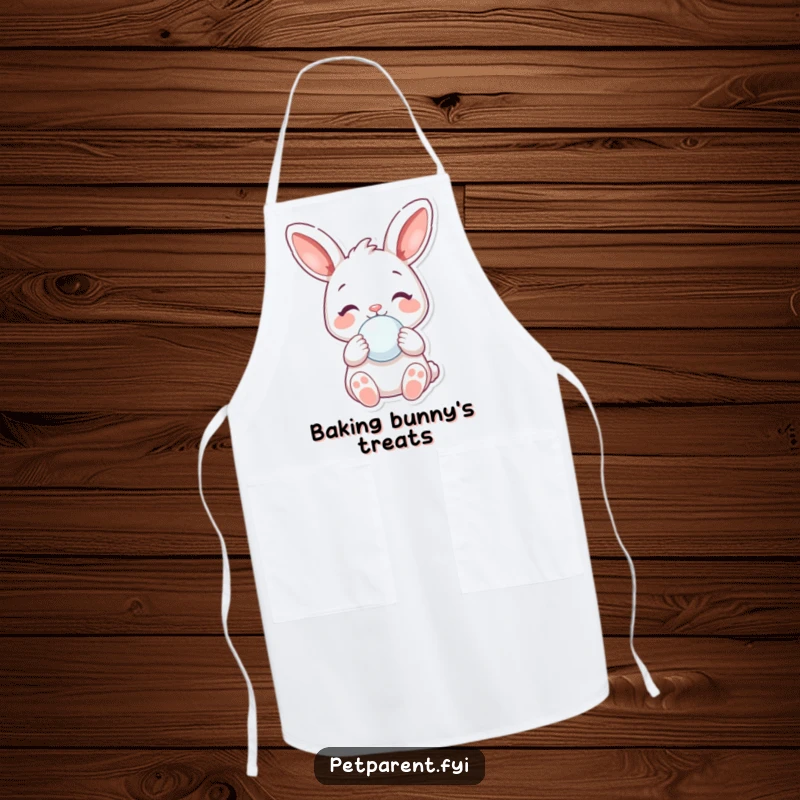 Funny Apron: A joyful rabbit holds a pacifier, a humorous and practical design for kitchen duties.