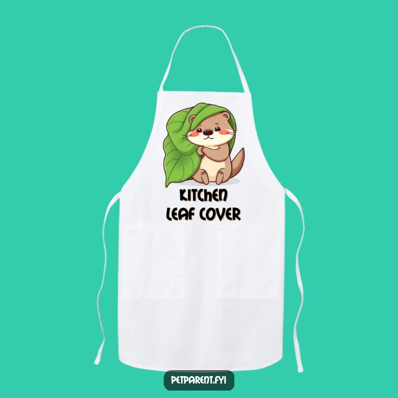 Funny Otter Apron: Whimsical Leaf Blanket, Charming Humorous Kitchen Gift