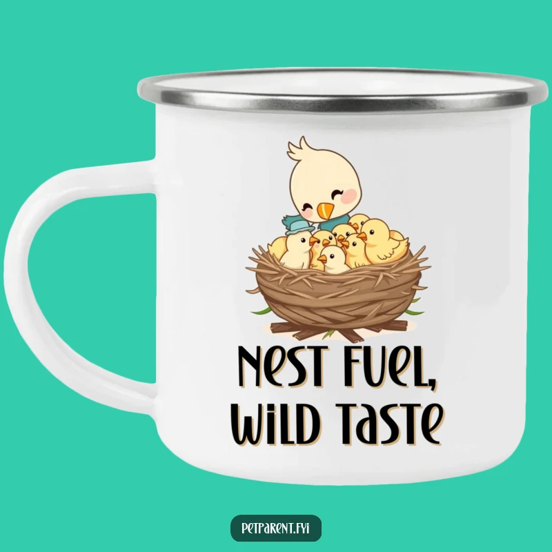 Funny Bird Camping Mug: Durable Nestling Enamel Cup, Great Funny Gift for Hikers