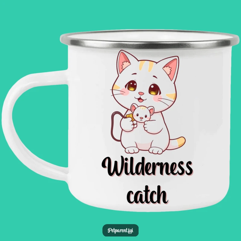 Funny Cat Mouse Camping Mug: Proud Hunter, Hilarious Camp Companion.