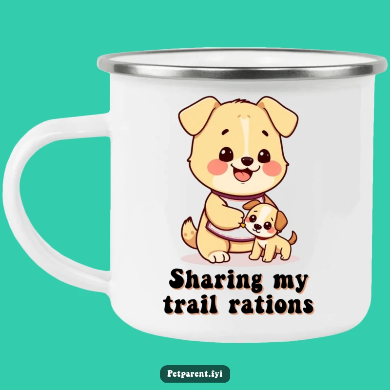 Funny Dog Feeding Puppy Camping Mug - Durable and Heartwarming Outdoor Companion