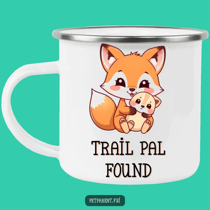 Funny Fox and Puppy Camping Mug: Adventure with Adorable, Warm Companions