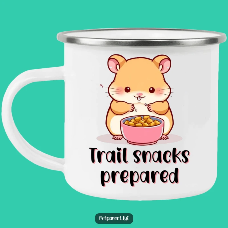 Funny Hamster Camping Mug: Durable Food Prep Enamel Cup, Great Funny Gift for Hikers
