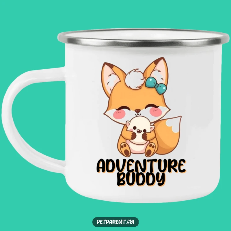 Funny Kawaii Fox Camping Mug: Fluffy Toy Hugger - Durable & Cute Outdoor Gift