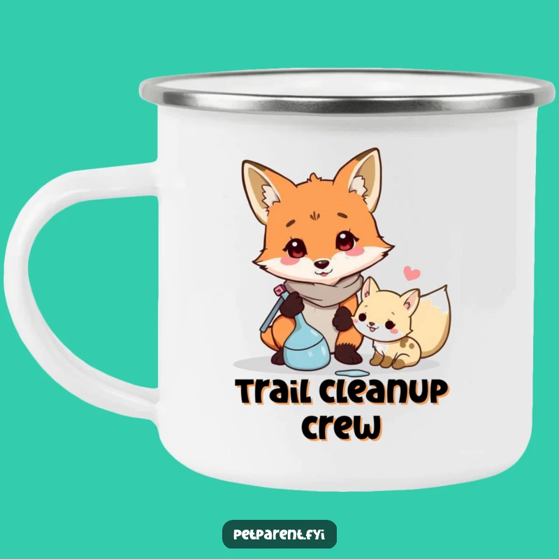 Funny Fox Cleaner Enamel Camping Mug: Cute Cartoon Character Outdoor Gift