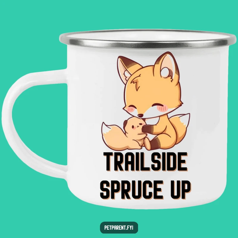 Funny Nurturing Fox Camping Mug - Durable Enamel Mug For Gentle Adventures
