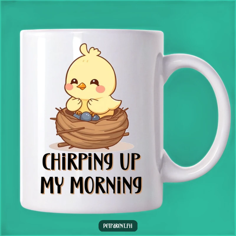 Funny Bird Nest Building Mug - Cheerful Cartoon Gift for Homebodies