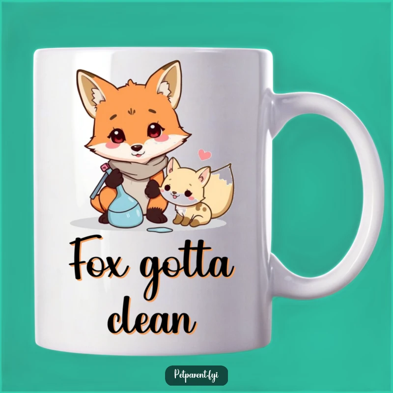 Funny Fox Cleaner Mug: Responsible Cartoon Character Gift for Neat Freaks