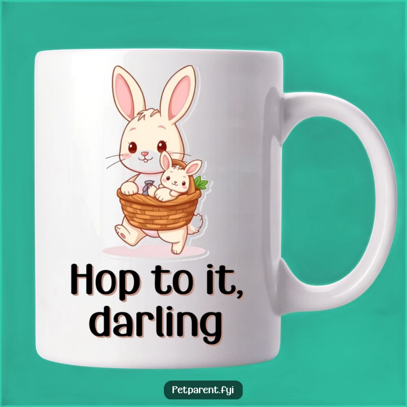 Funny Rabbit Mom Mug: Baby Bunny Basket Art, Perfect Funny Gift for Bunny Lovers