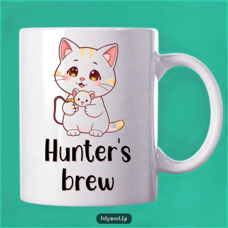 Funny Cat Mouse Mug: Proud Hunter Cat, Hilarious Trophy Holder.