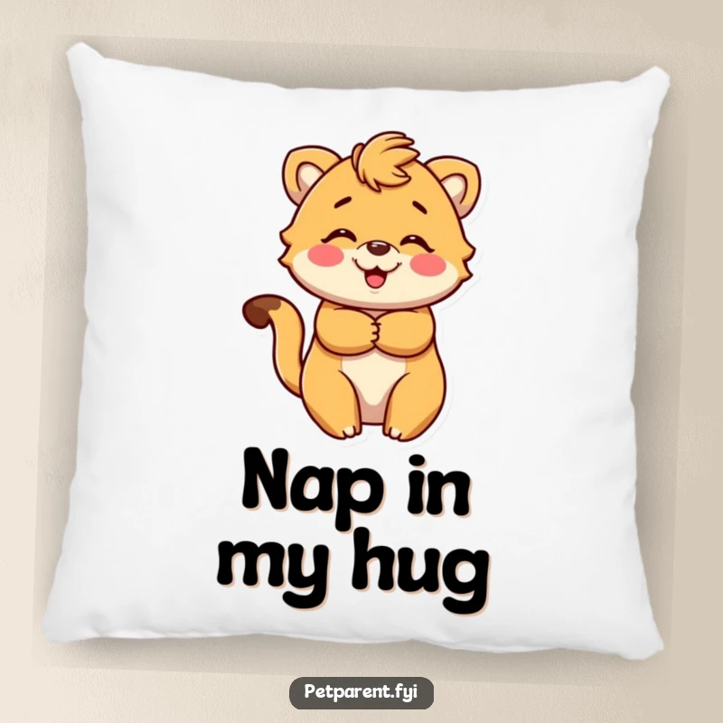 Funny Pillow with a heartwarming animal character offering a loving embrace. A cozy and funny gift for animal lovers to brighten their room.
