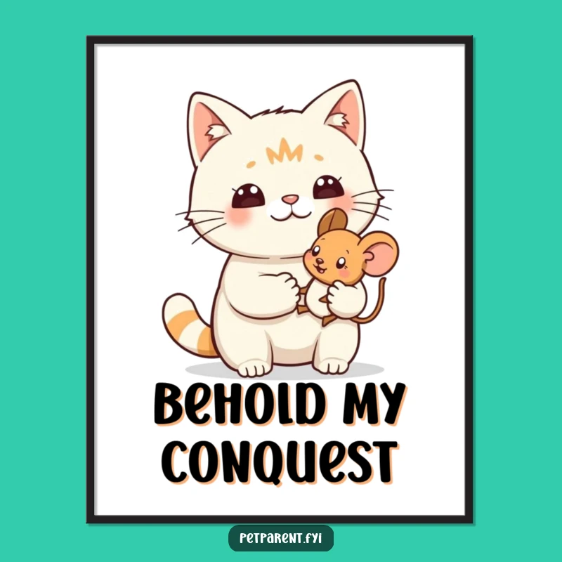 Funny Cat Digital Art Print: Hunter's Joy, a Hilarious Wall Art Gift