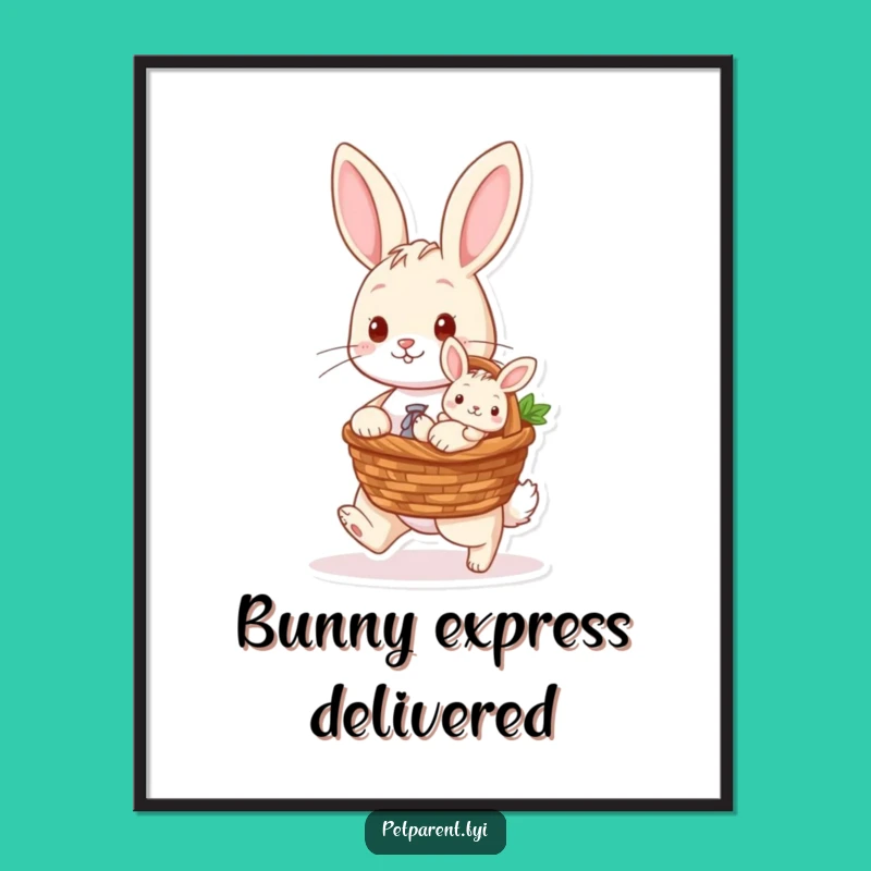 Funny Rabbit Digital Art: Baby Bunny Wall Decor, Instant Funny Gift for Art Lovers