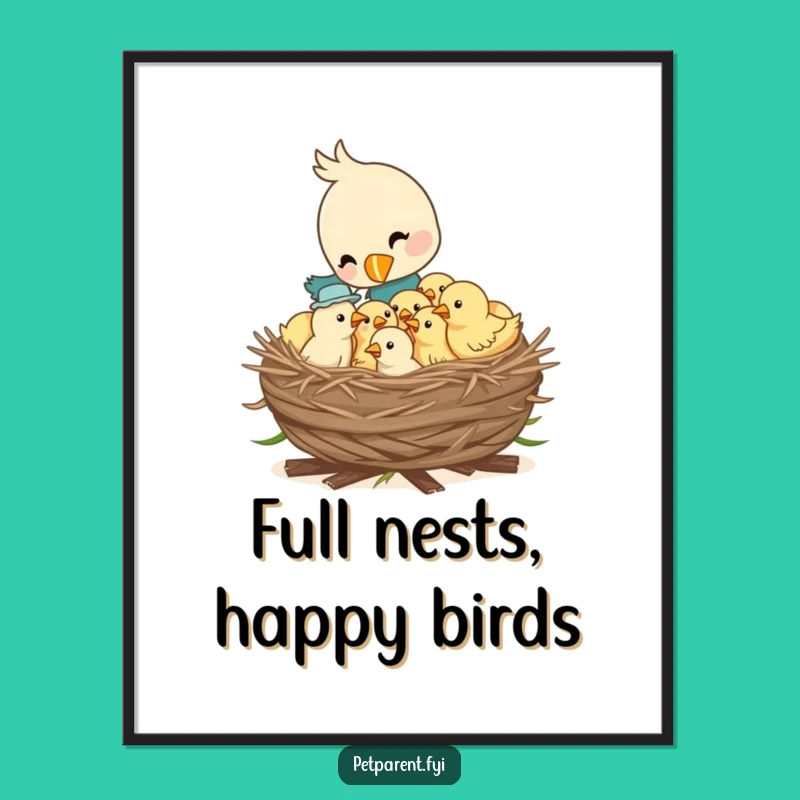 Funny Bird Digital Art: Nestling Wall Decor, Instant Funny Gift for Art Lovers
