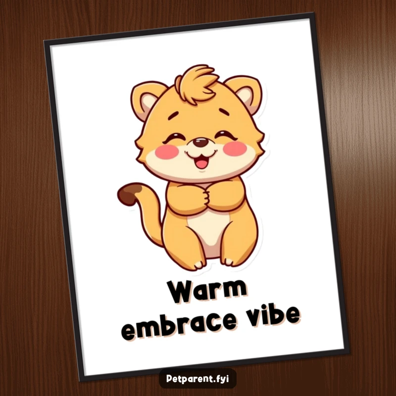Funny Digital Art Print of a cute animal character giving a warm, loving embrace. A beautiful and funny gift you can download instantly.