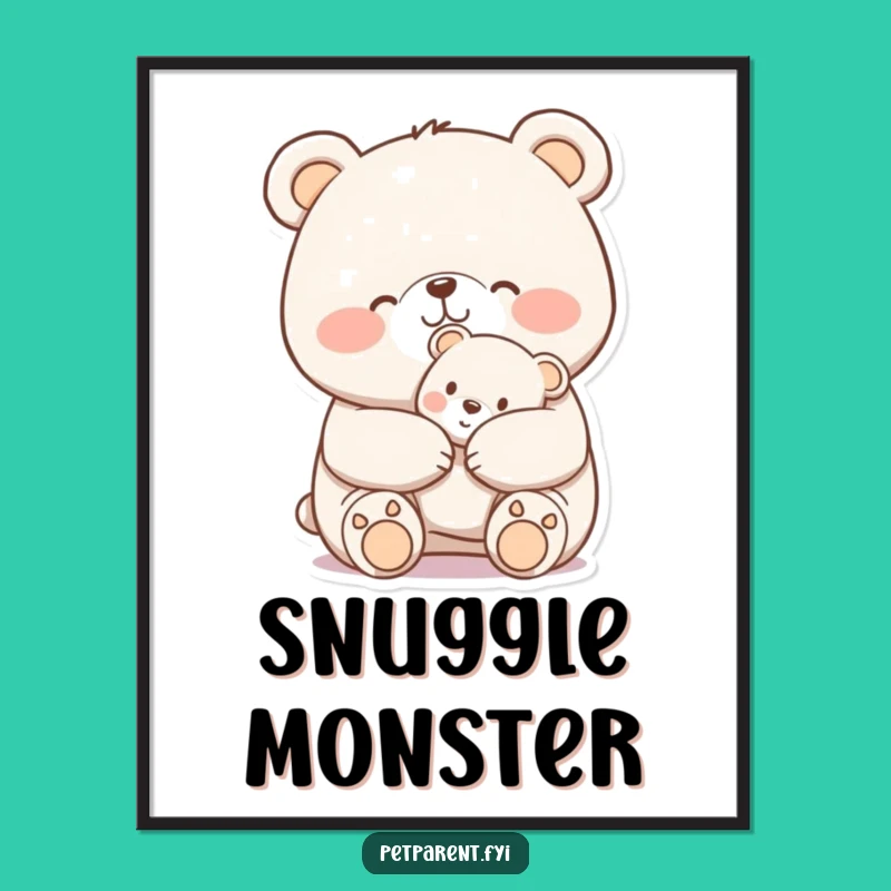 Funny Bear Hugging Teddy Digital Art: Adorable Hilarious Printable for Instant Warmth