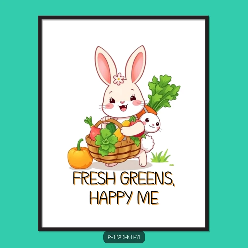 Funny Bunny Veggie Basket Digital Print: Instant Art, Your Versatile Funny Gift