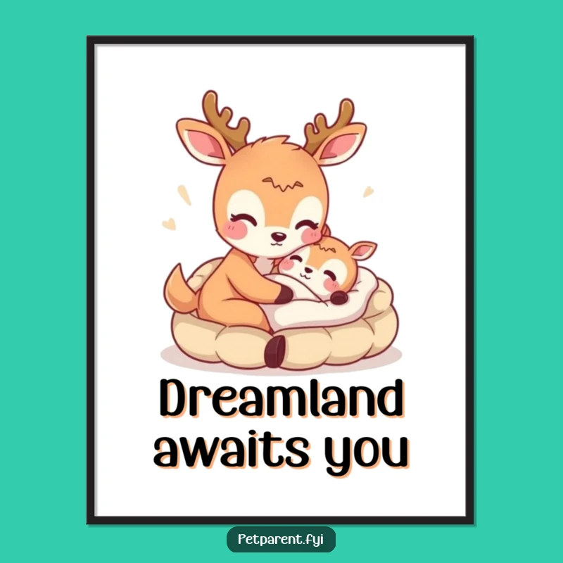 Funny Deer Bed Digital Print: Instant Cozy Humor for Your Walls