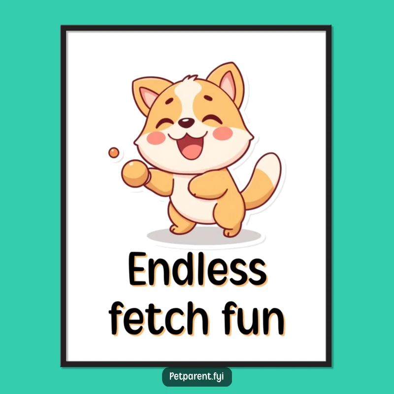 Funny Fetch Animal Digital Art: Instant Download, Energetic Character Decor, Perfect Funny Gift