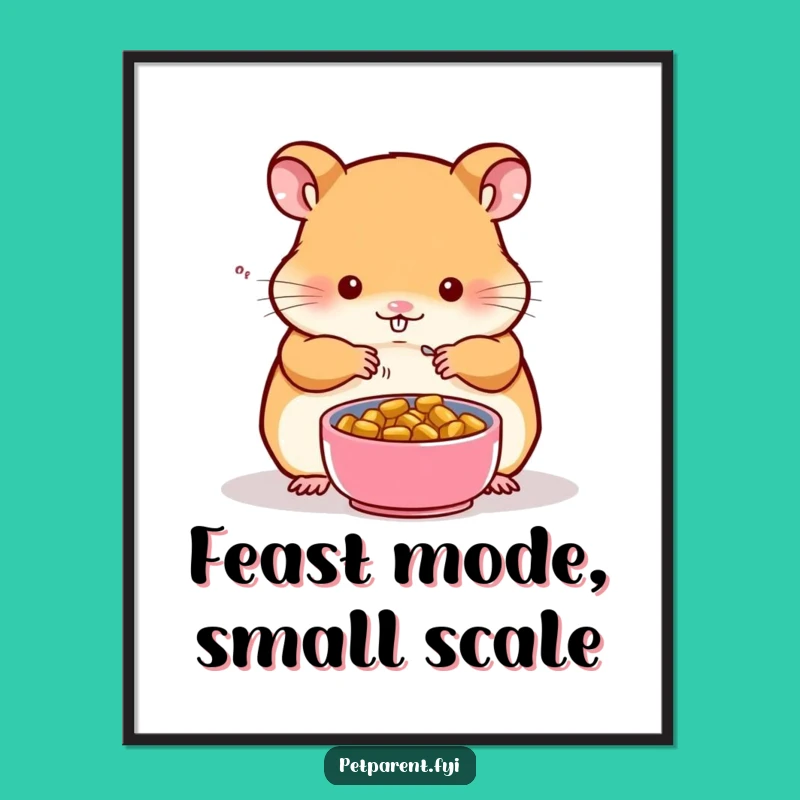 Funny Hamster Digital Art: Tiny Food Bowl Wall Decor, Instant Funny Gift for Art Lovers