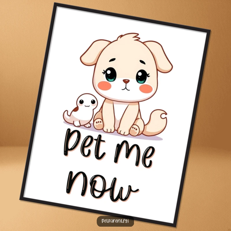 Funny Digital Art Print of a patient animal character waiting for a pet. A beautiful and funny gift you can download instantly.