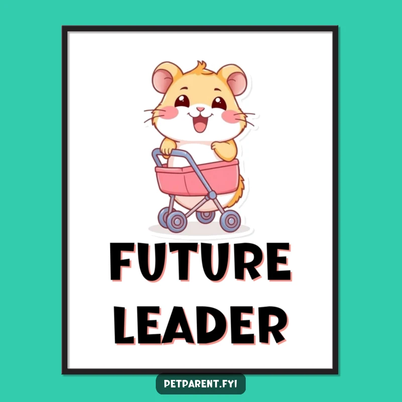 Funny Hamster Stroller Digital Print: Joyful Rodent Art, Instant Hilarious Decor.