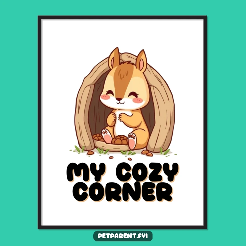 Funny Squirrel Builder Digital Art: Cute Cartoon Character Downloadable Print