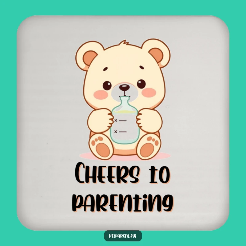 Funny Bear Formula Drink Coaster Set: Cute Cartoon Character Home Decor Gift