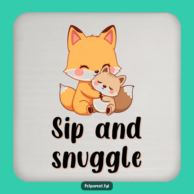 Funny Fox Hug Coaster Set - Adorable Table Protection & Perfect Friendship Gift