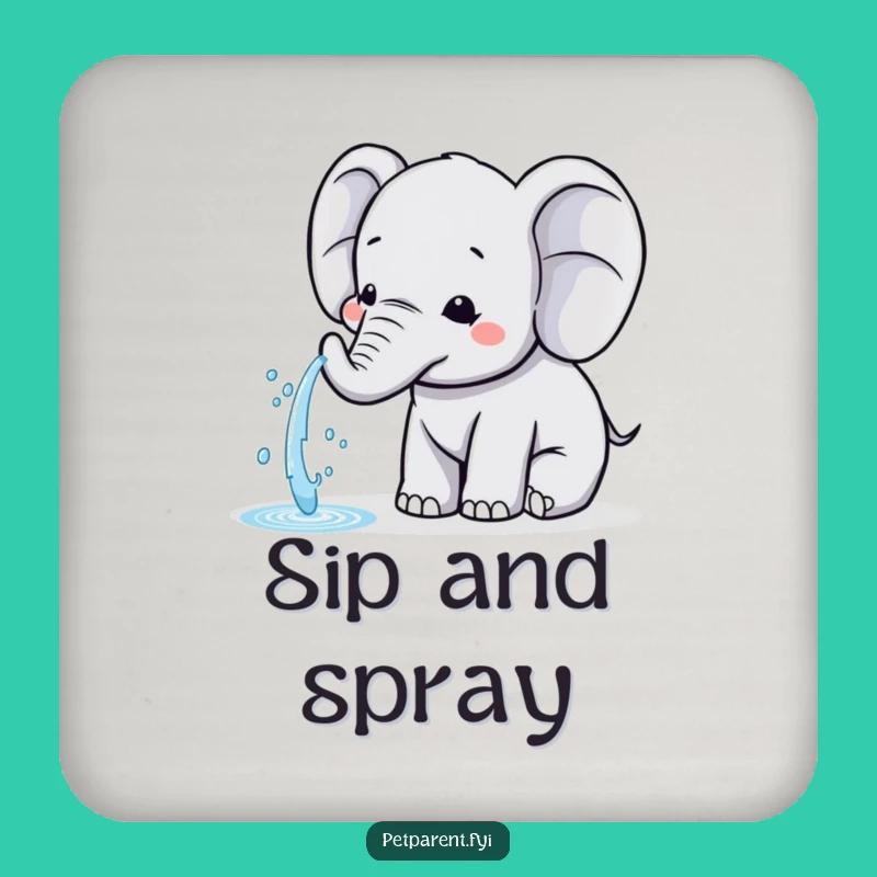 Funny Kawaii Elephant Coasters (Set of 4): Water Sprayer Protection - Adorable Decor Gift