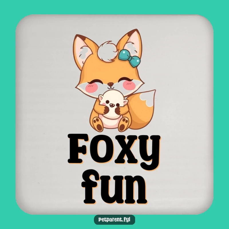 Funny Kawaii Fox Coasters (Set of 4): Cute Fluffy Toy Protection - Adorable Decor Gift
