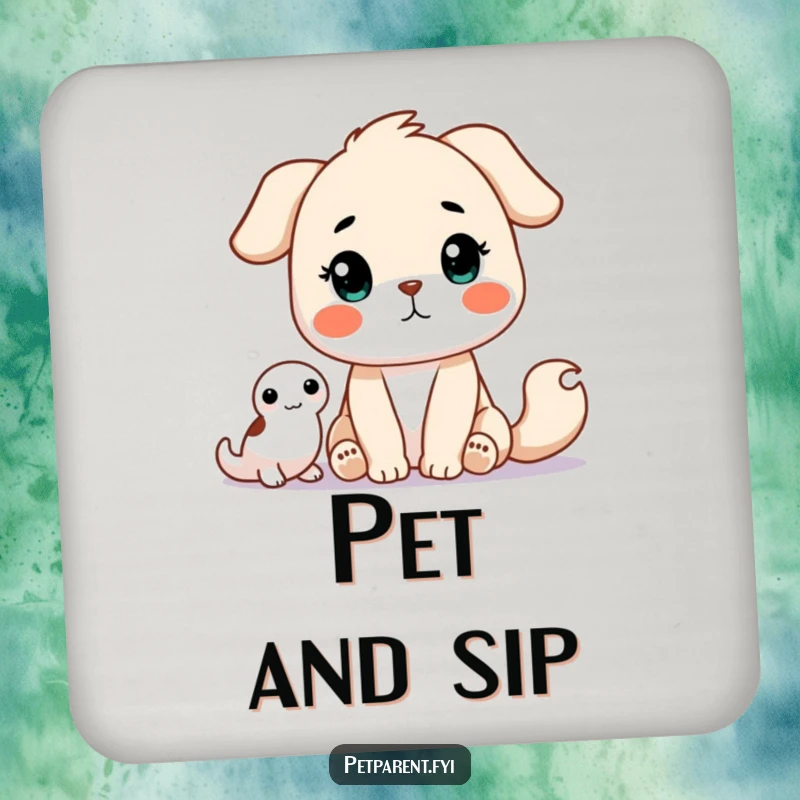 Funny Coasters featuring a patient animal character waiting for a pet. A cute and practical funny gift for housewarmings or animal lovers.