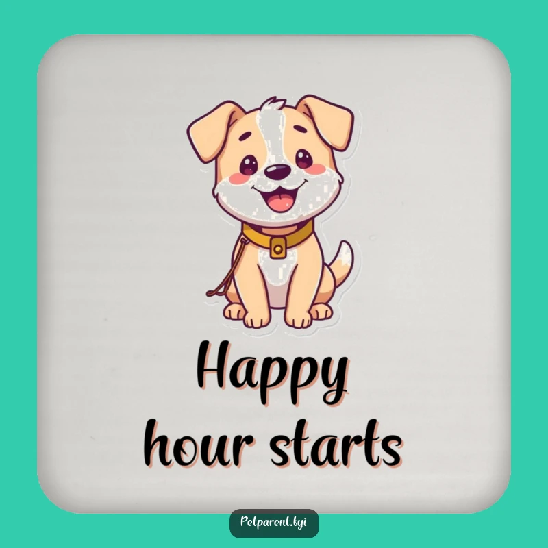 Funny Happy Dog Coaster: Protect Surfaces with Hilarious Canine Art.