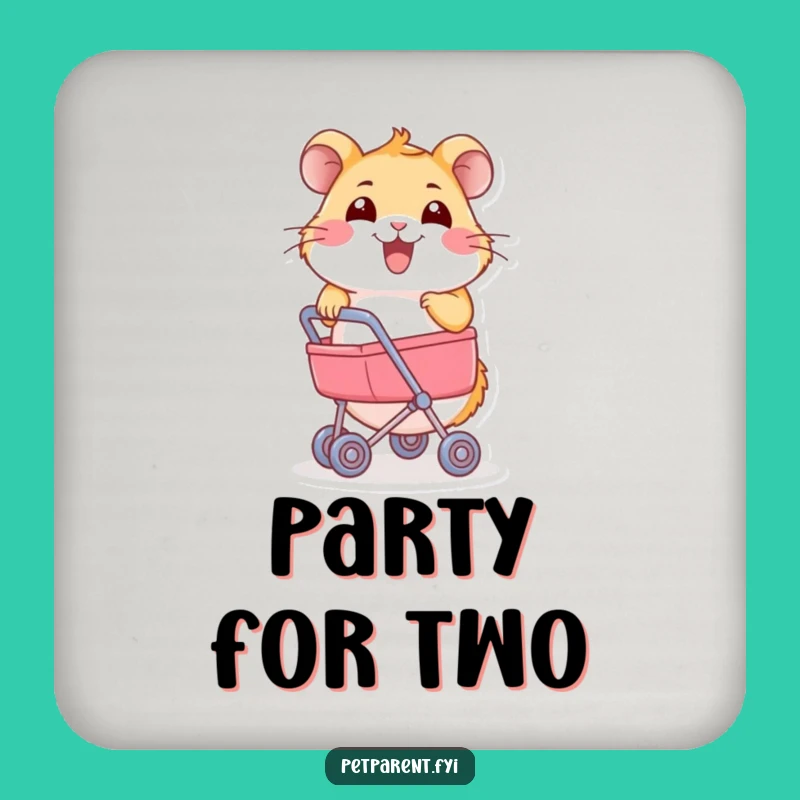Funny Hamster Stroller Coaster: Protect Surfaces with Hilarious Rodent Art.