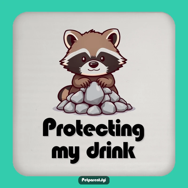 Funny Raccoon Treasure Coasters: Shiny Protection - Humorous Drinkware Gift Set