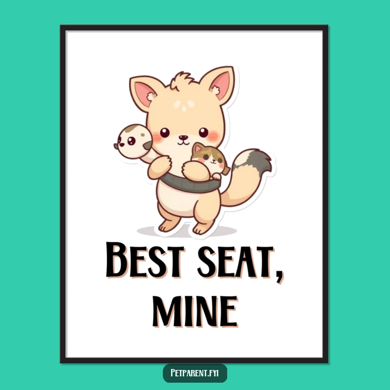 Funny Playful Animal Pet Carrier Poster - Whimsical Wall Art Gift