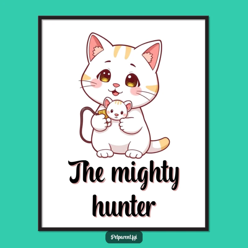 Funny Cat Mouse Poster: Proud Hunter Art, A Hilarious Wall Statement.