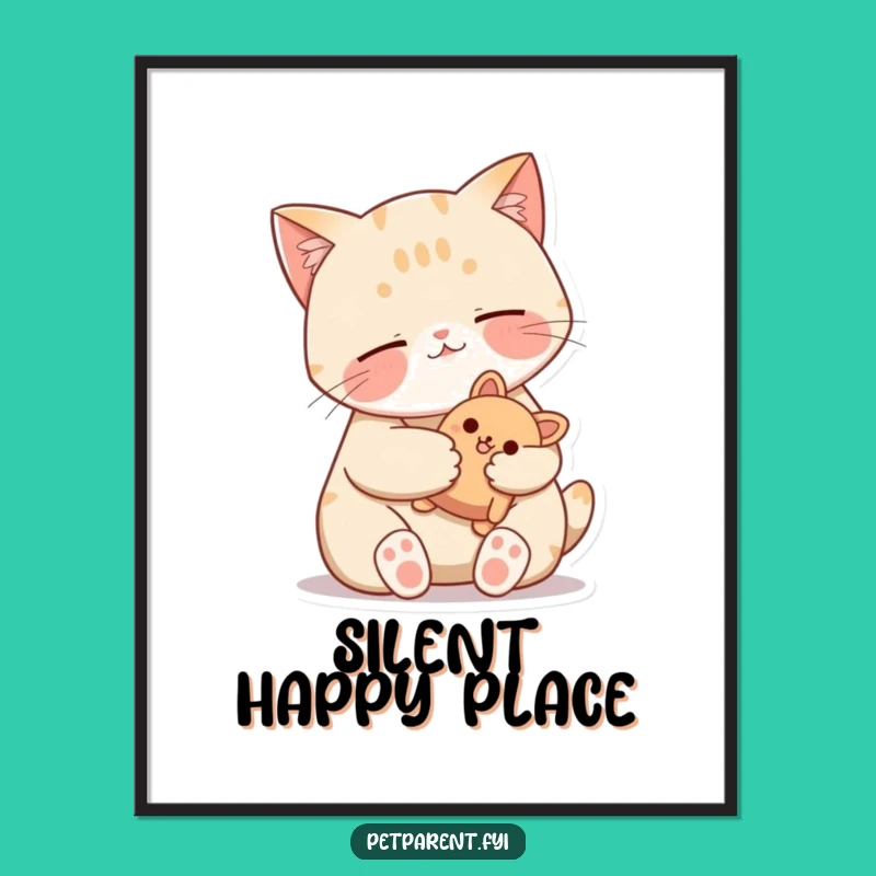 Funny Cat Purring Poster - Cozy Feline Art - Wall Decor Gift