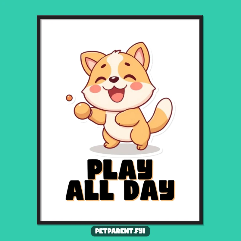 Funny Fetch Animal Poster: Energetic Wall Art, Joyful Character Design, Unique Funny Gift