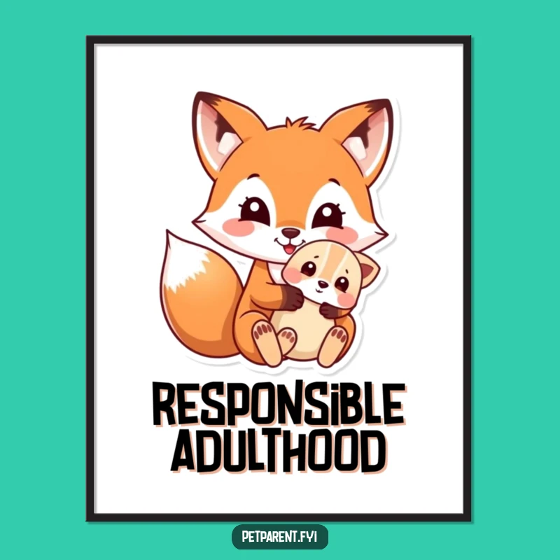 Funny Fox and Puppy Poster: Charming Animal Art for a Happy Home