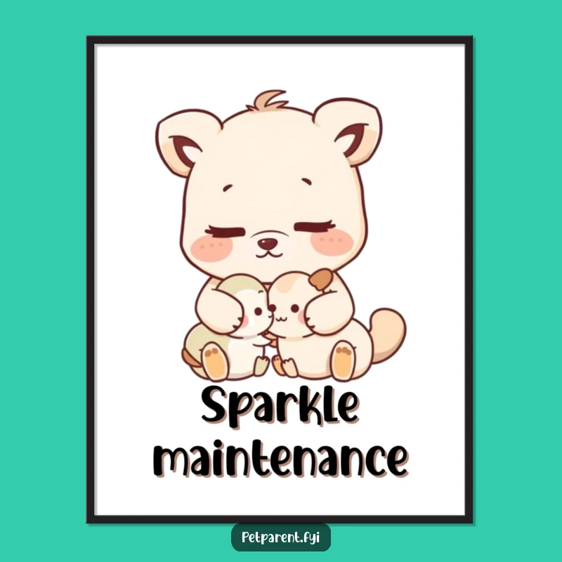 Funny Nurturing Animal Grooming Poster - Heartwarming Wall Art Gift