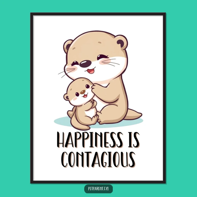 Funny Otter Poster - Playful Baby Otter Art - Cute Wall Decor Gift Idea