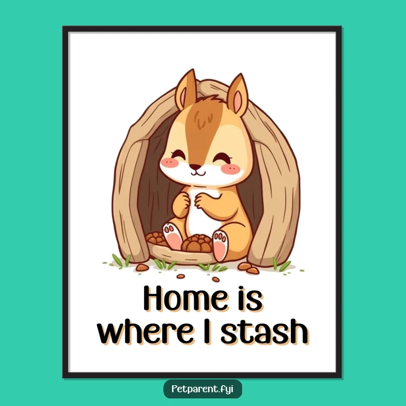 Funny Squirrel Builder Poster Print: Cute Cartoon Character Wall Art Gift