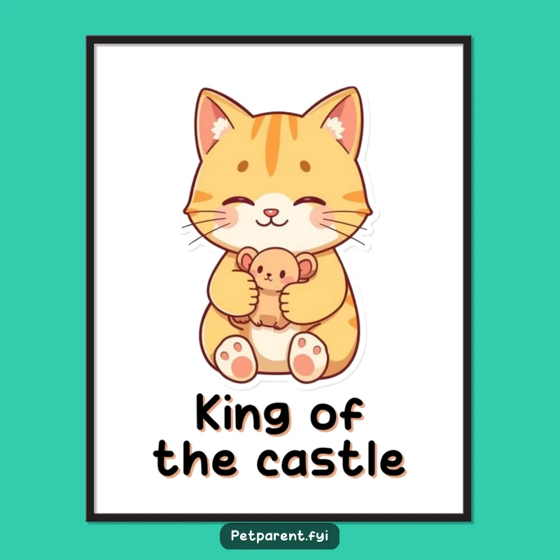 Funny Proud Cat Poster - Celebrate Feline Victory With Charming Art