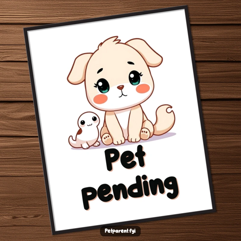Funny Poster depicting a sweet animal character patiently waiting for a pet. A charming funny gift for animal lovers to display.