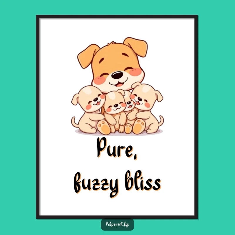 Funny Dog Poster: Heartwarming Puppy Cuddle Art Print, Sweet Funny Gift for Home Decor