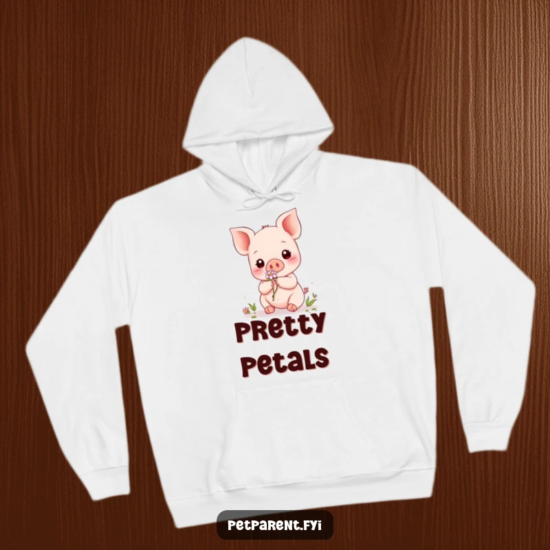 Funny Kawaii Piglet Hoodie: A soft hoodie featuring a Kawaii piglet adorning a friend with a flower, offering warmth and sweetness.