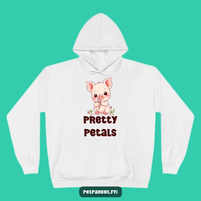 Funny Kawaii Piglet Hoodie: Cozy Flower Giver - Warm & Sweet Gift Hoodie