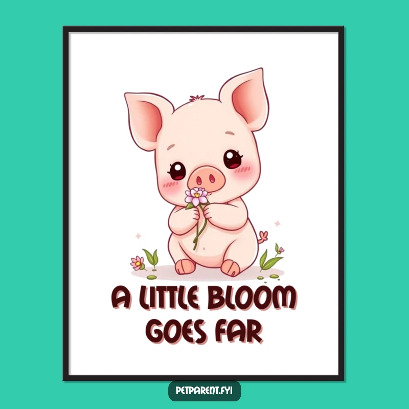 Funny Free Printable Kawaii Piglet Art: Flower Friend Downloadable Decor!